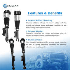 4PCS Front Rear Air Suspension Shock For RWD Mercedes W222 S350 S550 S63 S65 6B93BC-57