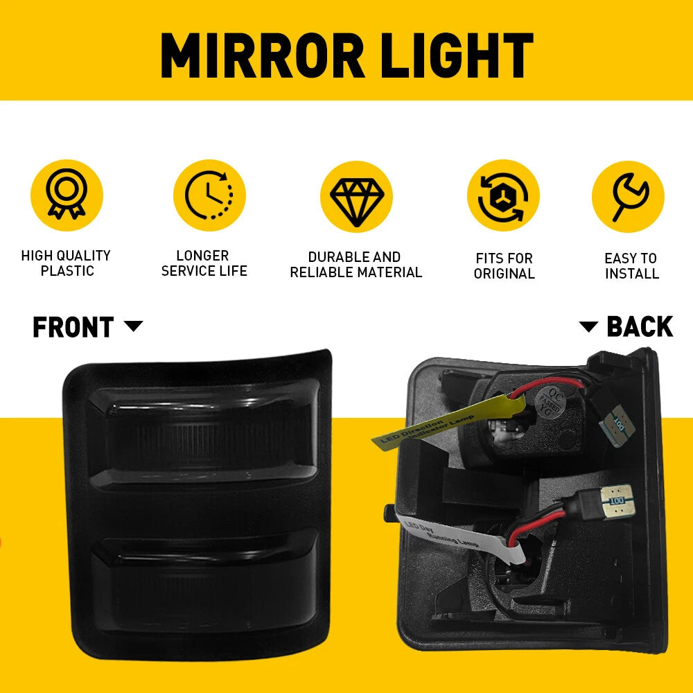 Smoke Side Mirror Amber LED Signal Light For 2008-2016 Ford F250 F350 Super Duty 6B93BC-57