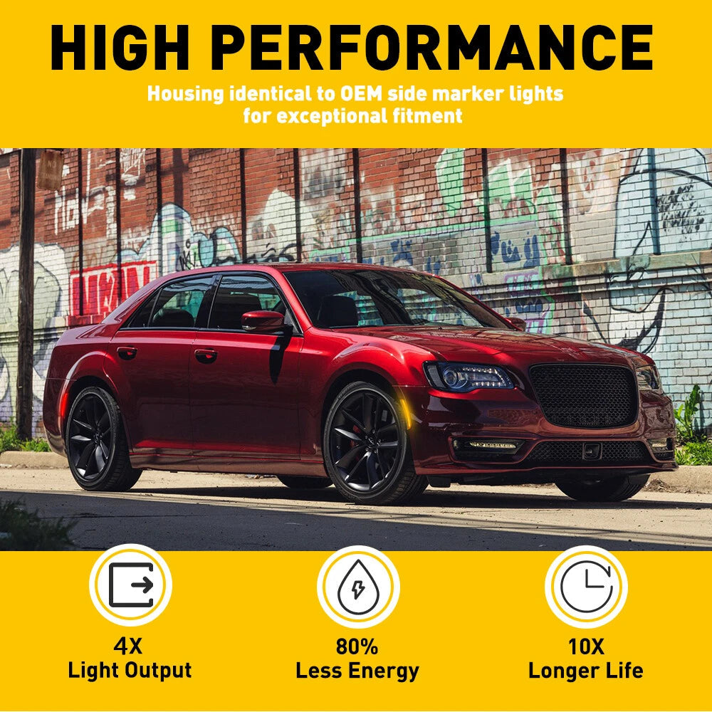 For 15-23 Chrysler 300 300C 300S LED Rear Red Front Amber Side Marker Lights EOA 6B93BC-57
