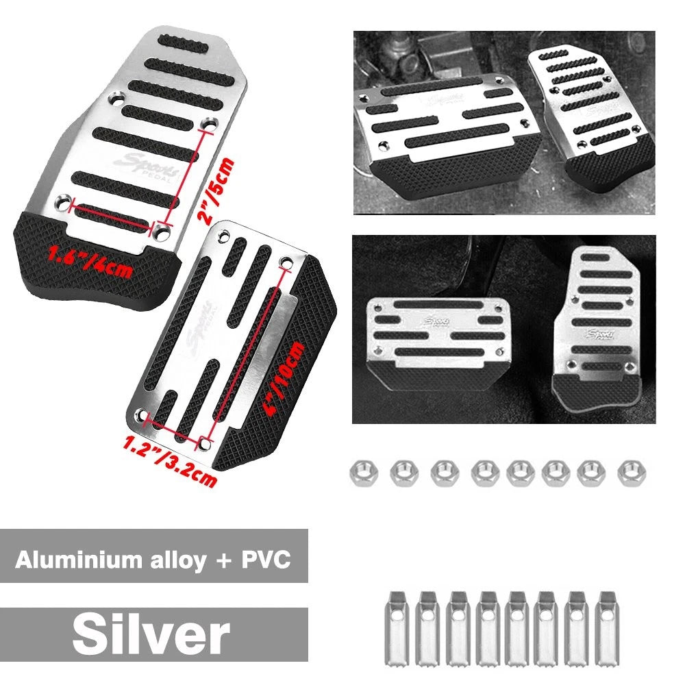 [Silver] Non Slip Automatic Gas Brake Foot Pedal Pad Cover Car Auto Accessories 6B93BC-57