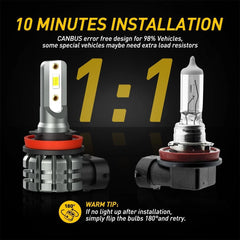 AUXITO LED Fog Light H8 Bulb H16 H11 Fog Light Bulb White 6500K High Power Lamps AUXITO