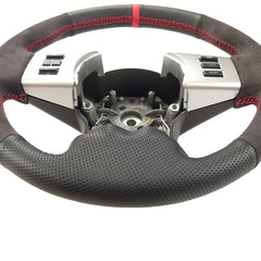 Hand-Sewing Black Suede Leather Steering Wheel Covers Wrap For Nissan Frontier