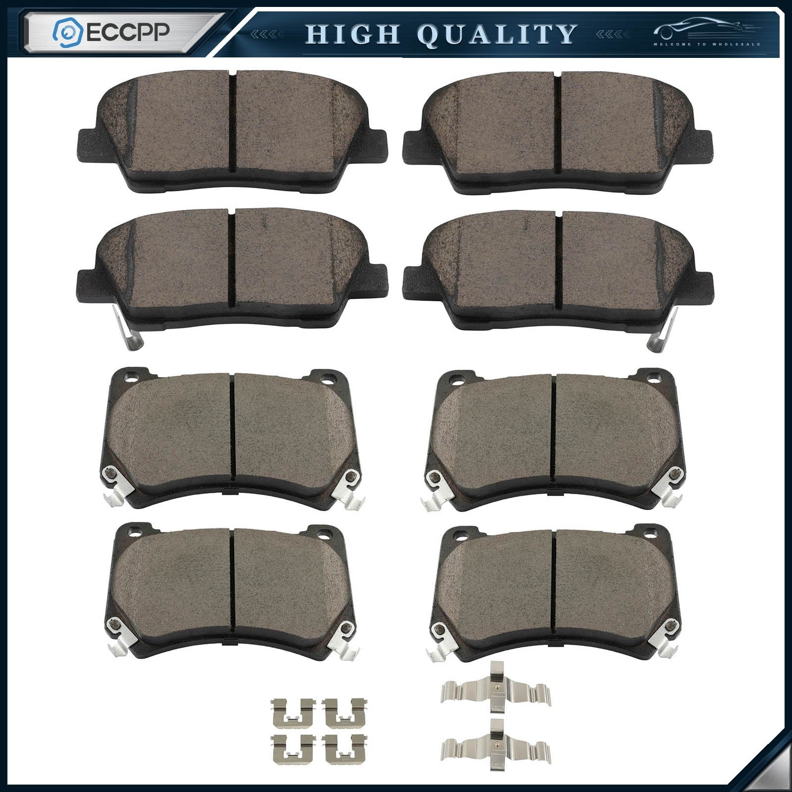 8PCS Front Rear Ceramic Brake Pads For Hyundal 2011 Equus 2009 Genesis V8 4.6L 6B93BC-57