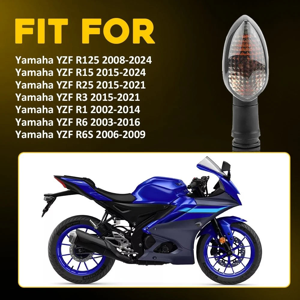 2X Motorcycle Turn Signal Indicator Light For YAMAHA YZF- R25 R3 R15 R1 R6 R6S A 6B93BC-57