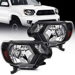 Pair Kit Headlights Assembly For 2012-2015 Toyota Tacoma 2.7L 4.0L Black Amber 6B93BC-57