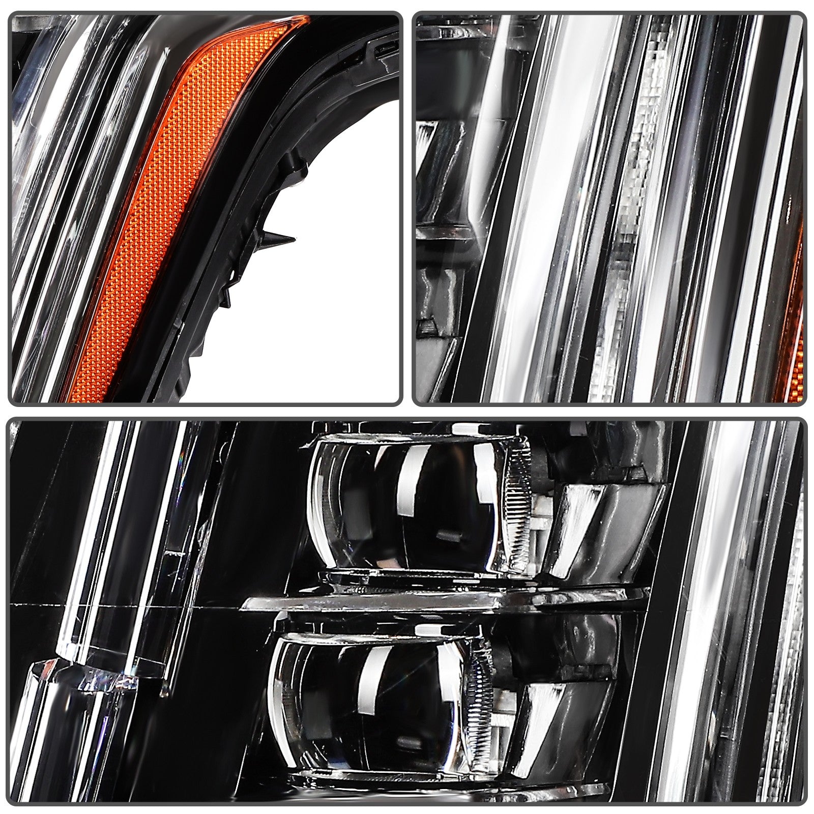 ECCPP LED Headlights Assembly For Cadillac Escalade 6.2L 2015-2020 Pair Black 6B93BC-57