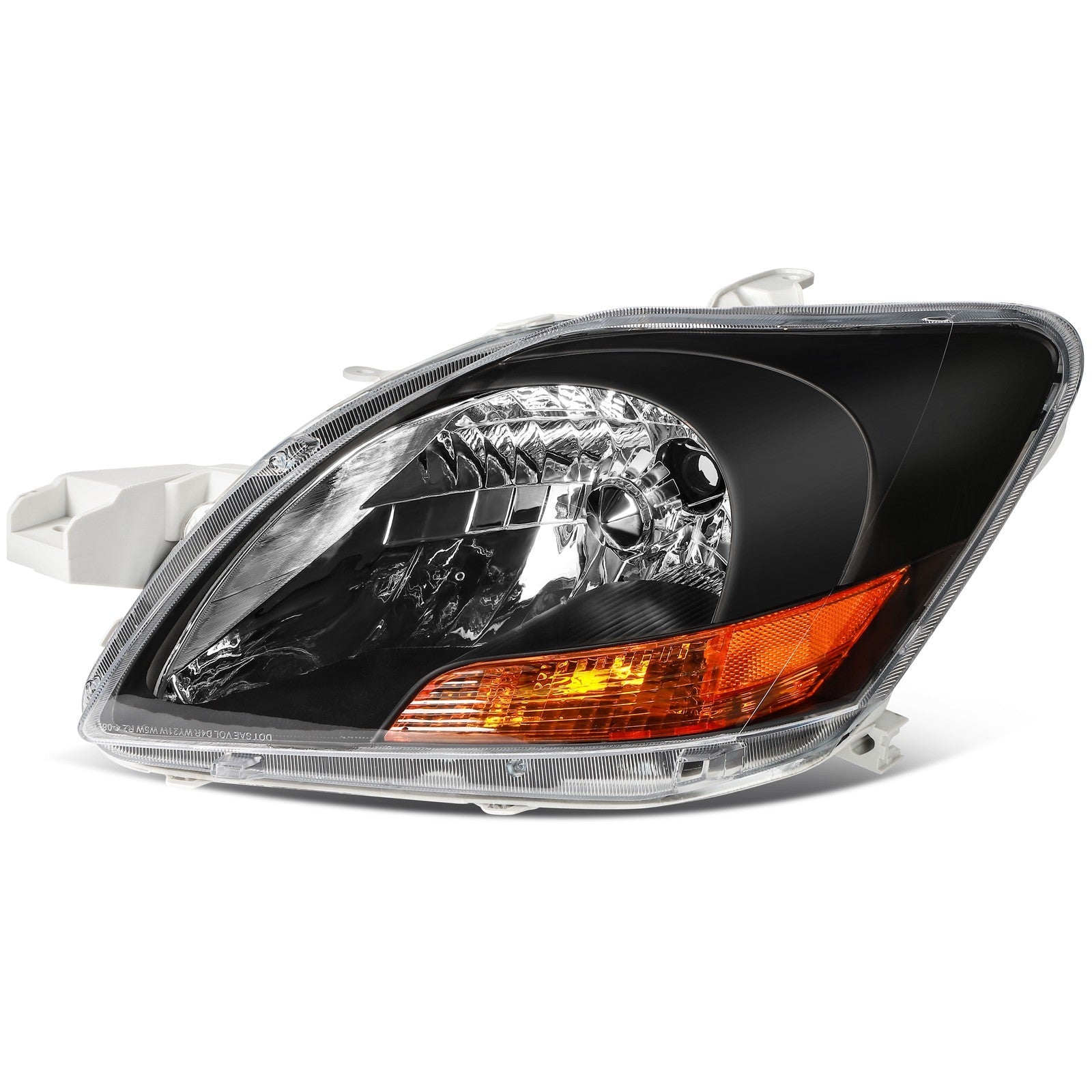 Pair Kit Halogen Headlights Assembly For 2007-2011 Toyota Yaris 1.5L Black Amber 6B93BC-57