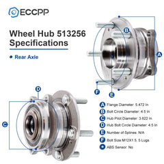 4 Front & Rear Wheel Hub Bearings Assembly For Hyundai Santa Fe Kia Sorento AWD 6B93BC-57