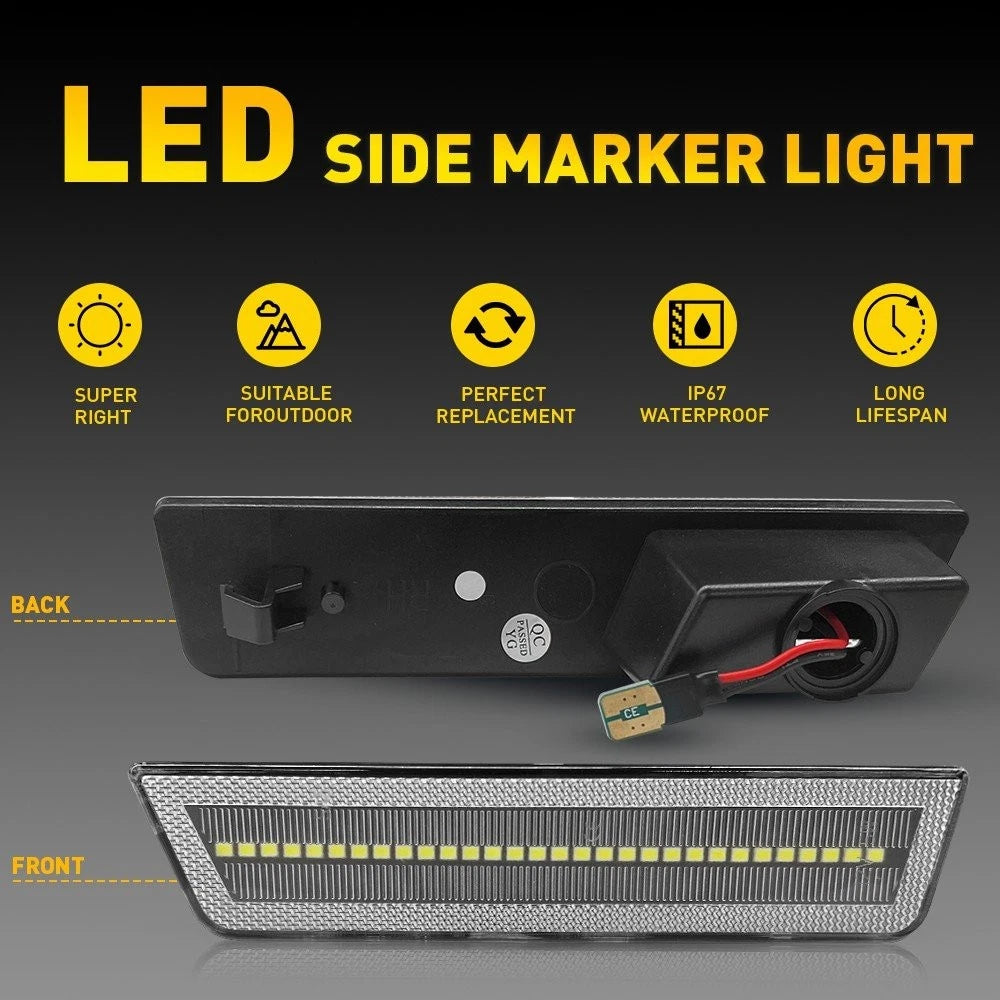 Clear Lens White LED Lights Front Side Marker Lamps For 08-14 Dodge Challenger A 6B93BC-57