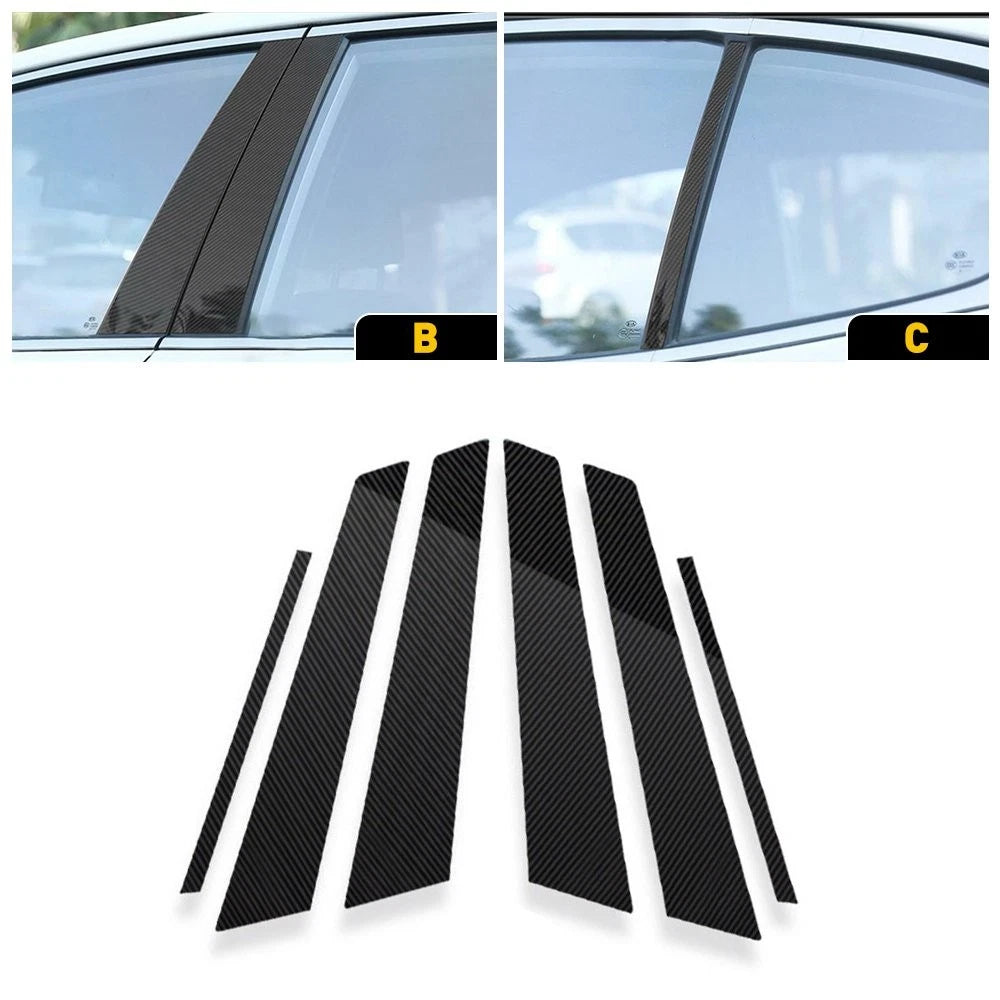6x Carbon Car Style Fiber Door Pillar Trim Posts Cover For Honda Civic 06-11 EOA 6B93BC-57