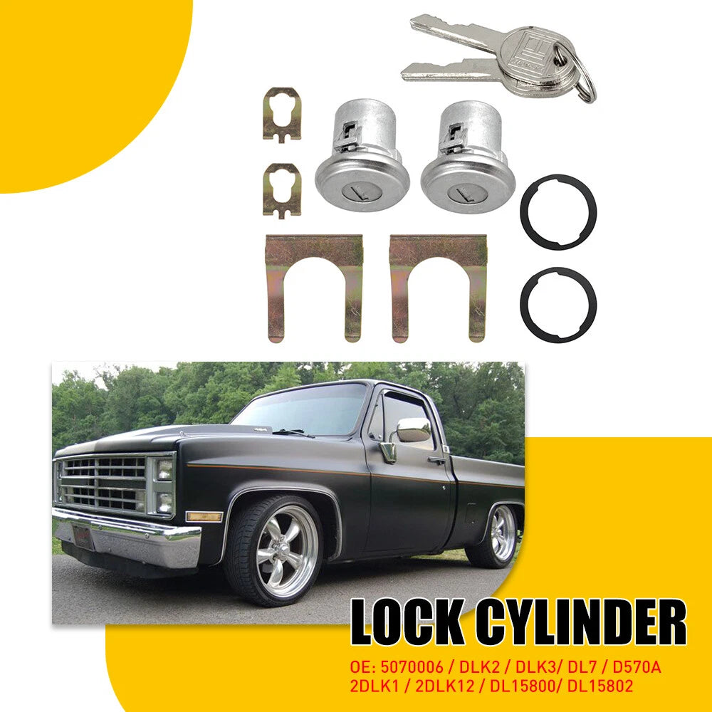 DLK2 Door Lock Cylinder w/ Keys Replacement for Chevy Truck C10 C20 C30 1500 EOA 6B93BC-57