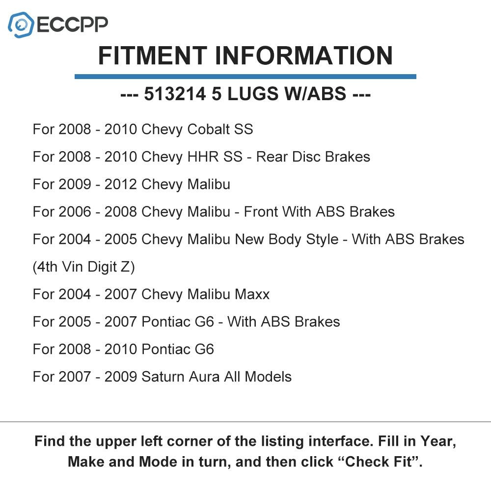 2 Pcs Front Wheel Hub Bearings For Chevy Malibu 2004-2012 Pontiac G6 2005-2010 KOEEP