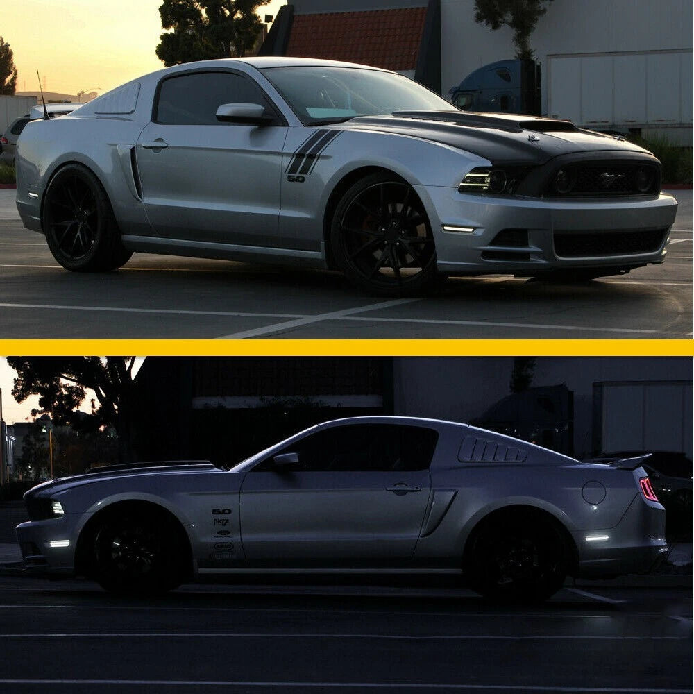 4pcs for 10-14 Ford Mustang Side Marker Light White LED Front + Rear Bumper Lamp 6B93BC-57