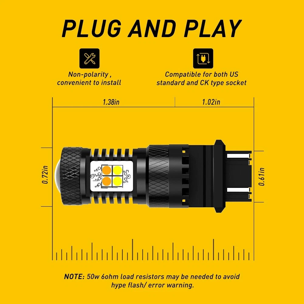 3157 Switchback LED Turn Signal Lights Anti Hyper Flash AMBER WHITE Dual Color A 6B93BC-57