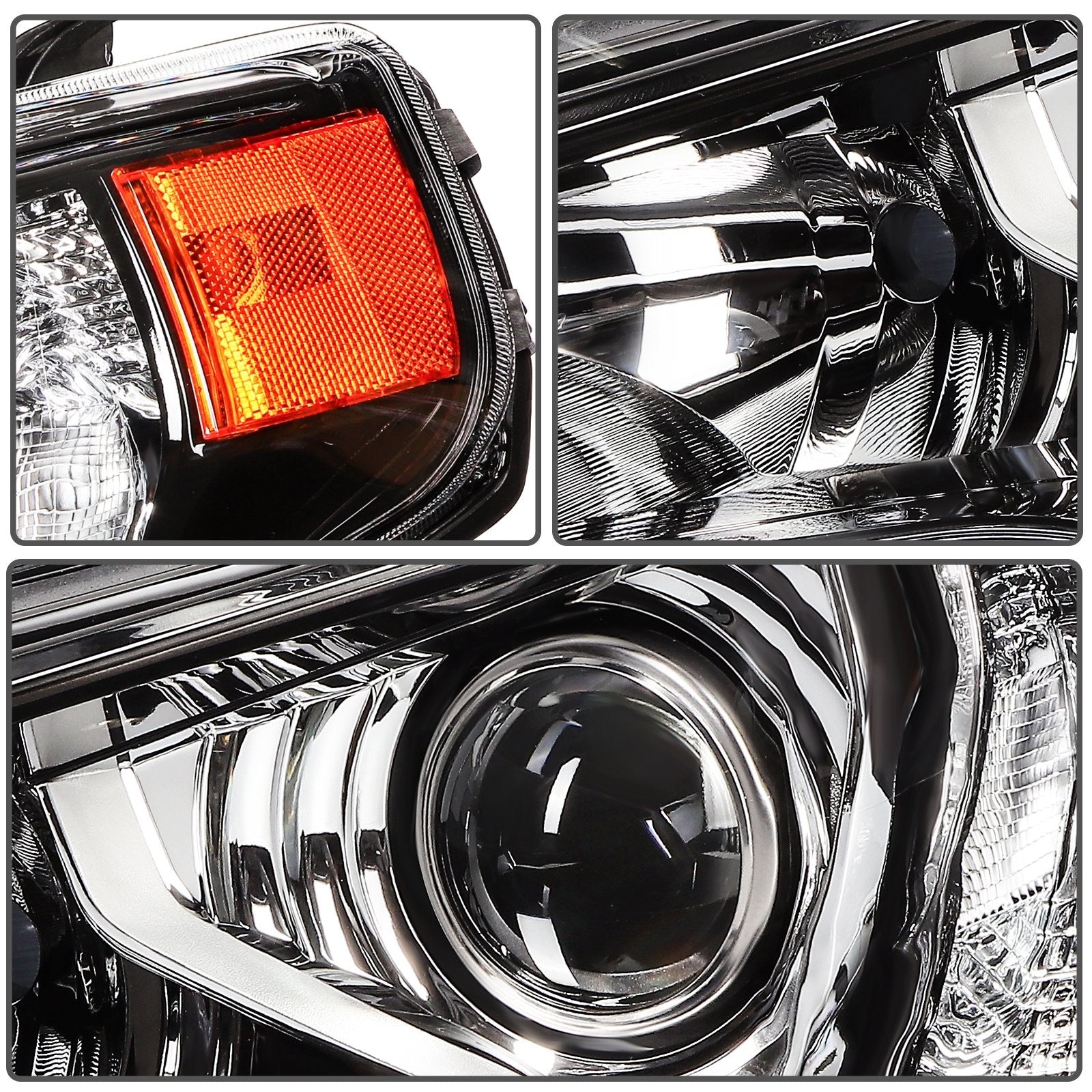 ECCPP Headlights Assembly For Toyota 4Runner 4.0L 2014-2020 Pair Kit Black Amber 6B93BC-57