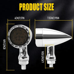 2x Chrome Bullet Motorcycle LED Front White+Amber Blinker Turn Signal Lights EOA 6B93BC-57