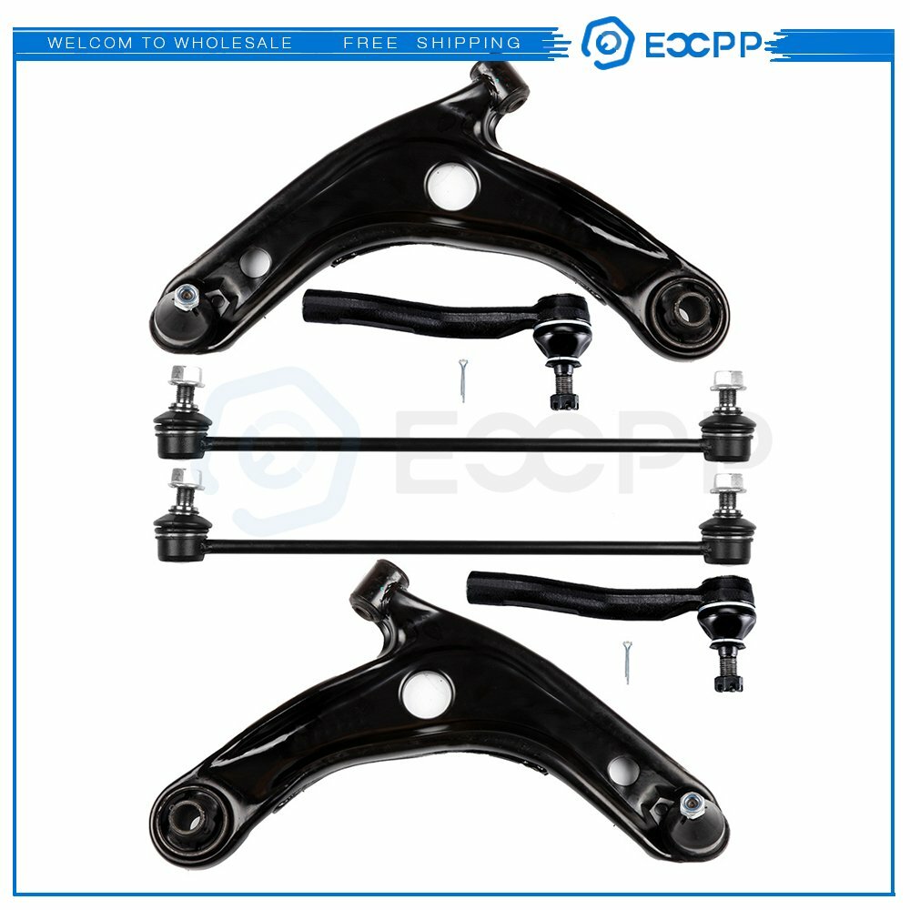 For 2007-2014 Toyota Yaris 6Pcs Front Lower Control Arms Sway Bars Tie Rod Links 6B93BC-57