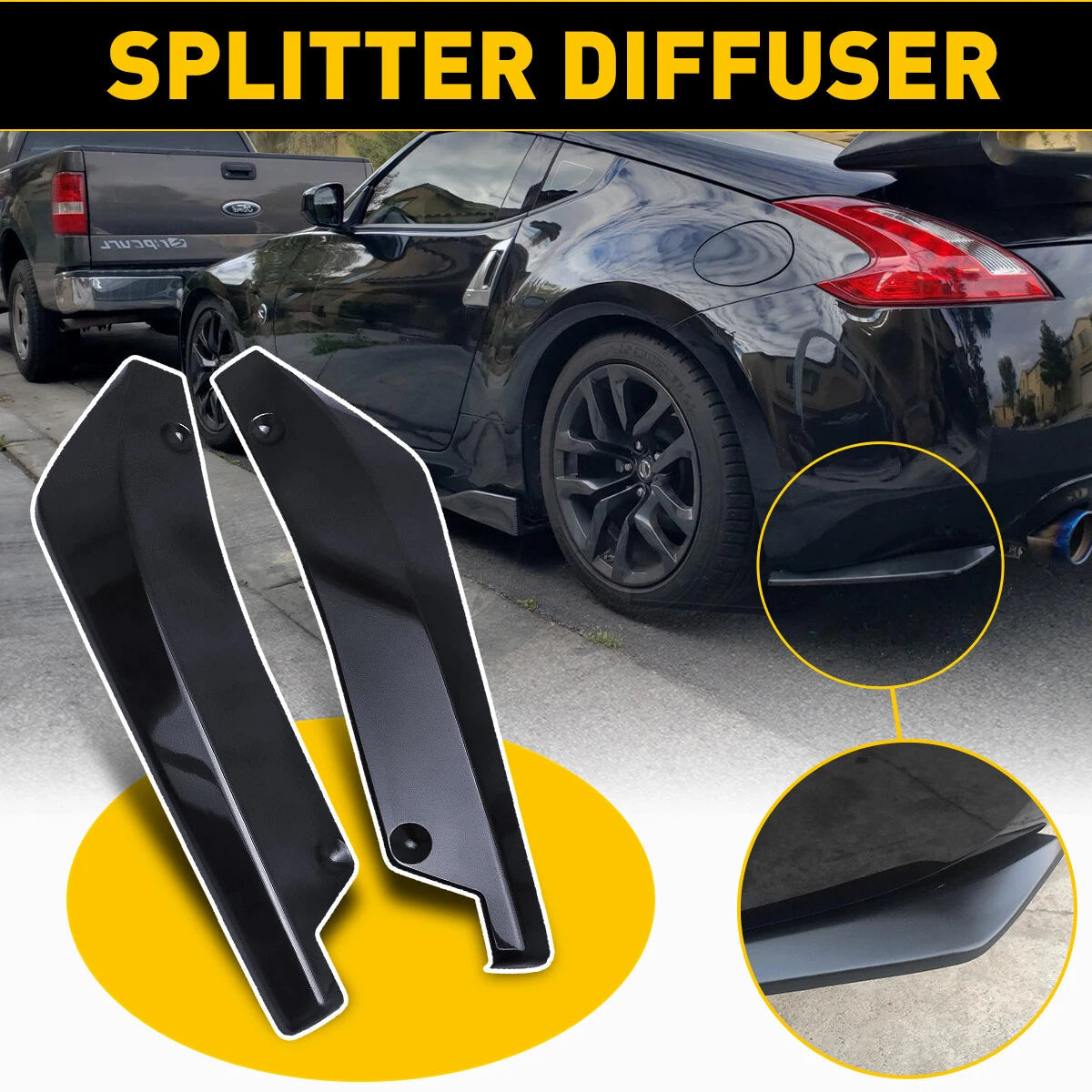 For Ford Mustang 2000-2021 Rear Spats Side Splitter Bumper Lip Diffuser Canard 6B93BC-57
