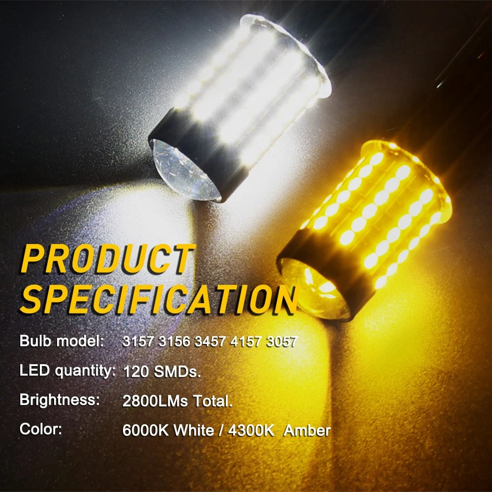 3157 Switchback LED Turn Signal Lights WHITE AMBER Dual Color Canbus Error Free 6B93BC-57