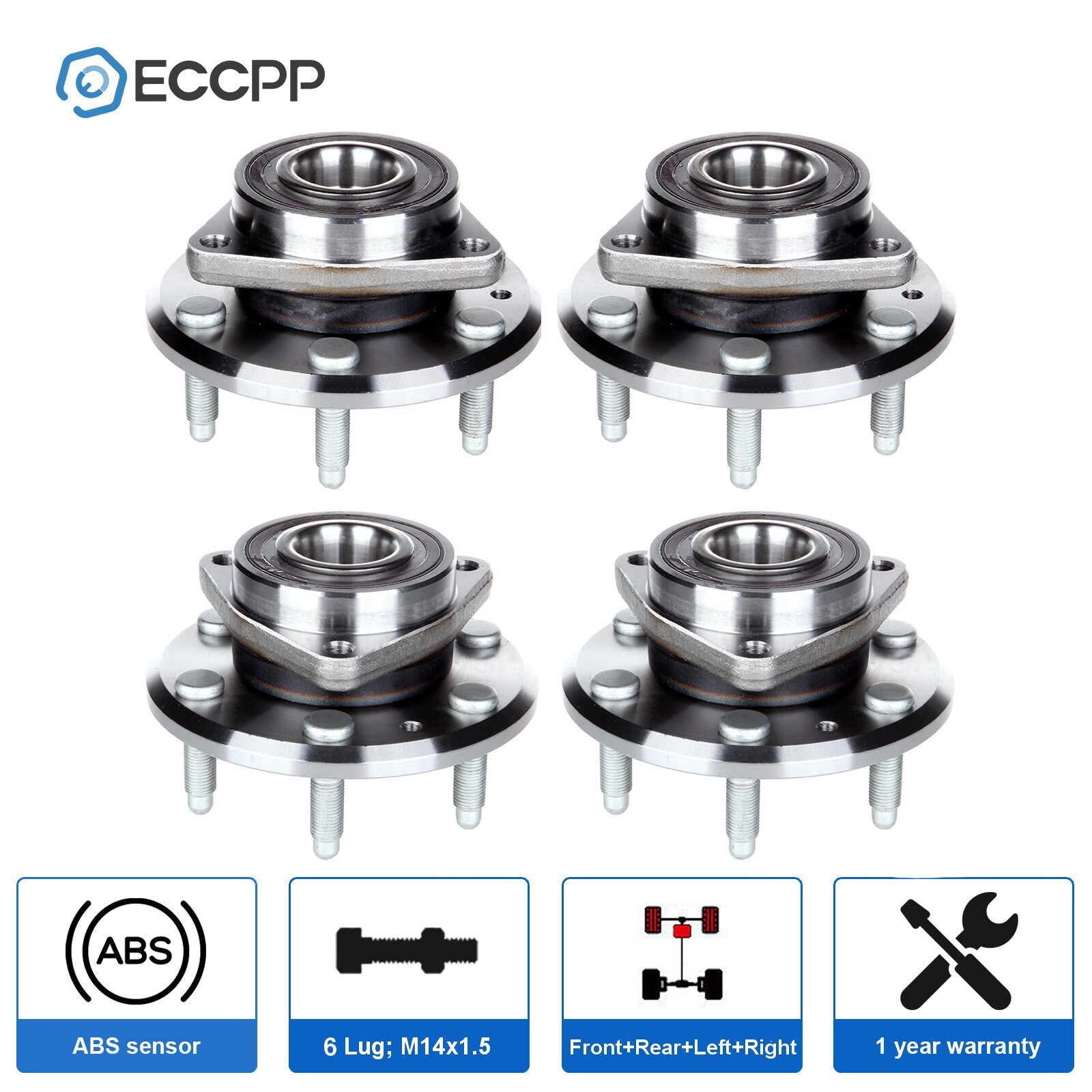 Full Set Front & Rear Wheel Hub Bearings For Chevy Traverse GMC Acadia 2009-2017 6B93BC-57