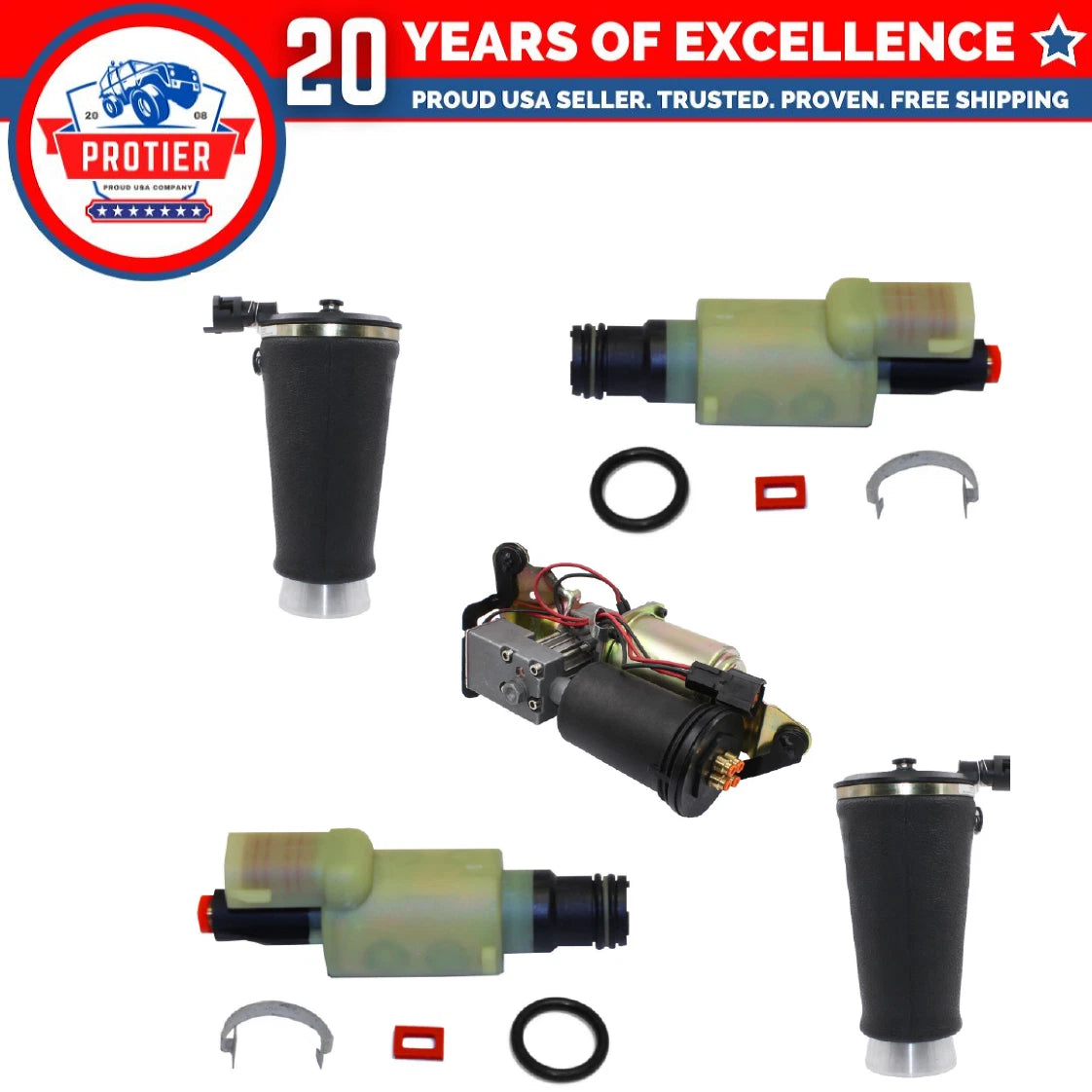 Rear Suspension Air Spring & Solenoid & Compressor Kit for 98-02 Lincoln 6B93BC-57