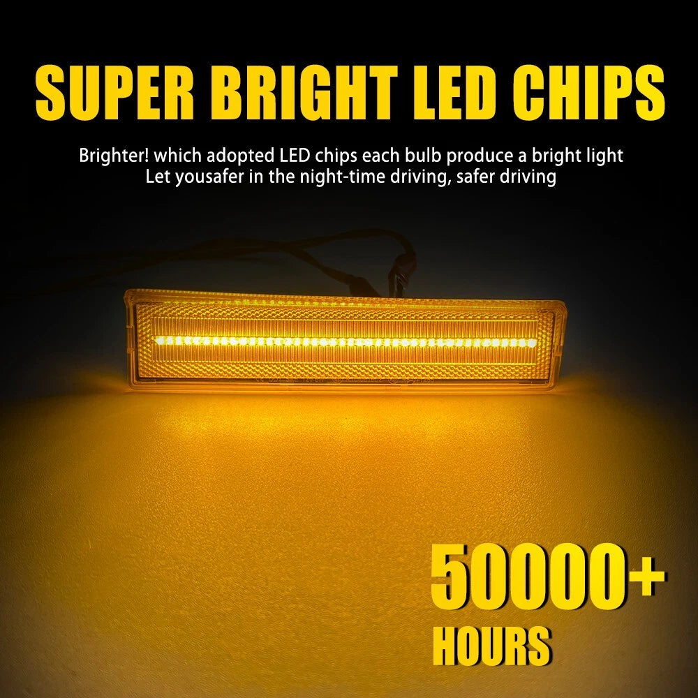 For 1980-86 Ford BRONCO F150 F250 F350 Front Side Amber Fender LED Marker Lights 6B93BC-57
