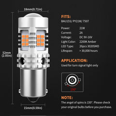 AUXITO BAU15S 7507 LED Turn Signal Light Amber Canbus No Hyper Flash Error Free AUXITO