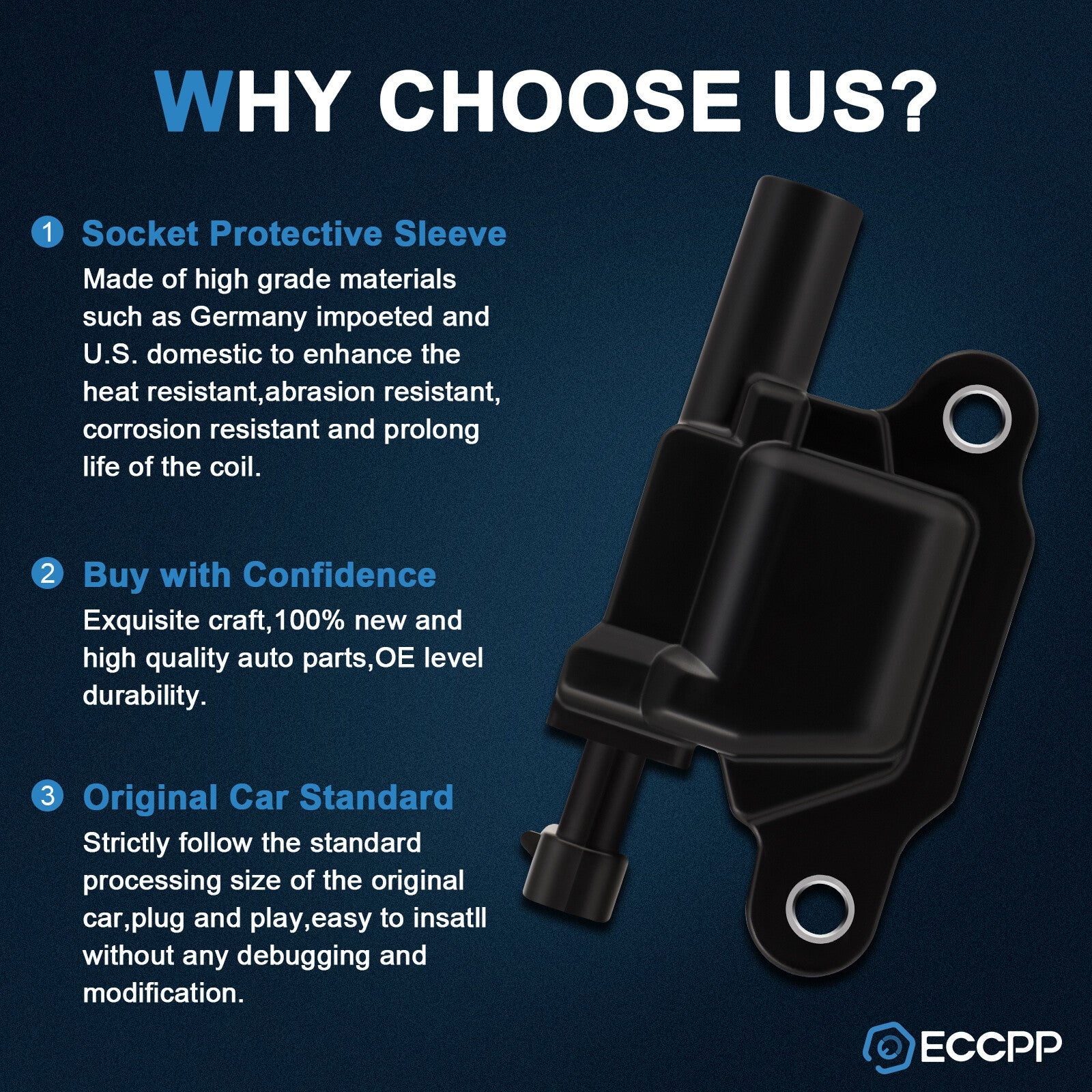 ECCPP 8 Square Ignition Coils For 07-13 Chevy Silverado 1500 Suburban 4.8L 5.3L ECCPP