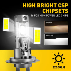 AUXITO Super Bright H7 Headlight LED Kit High Low Beam Bulbs 22000LM 6500K White AUXITO