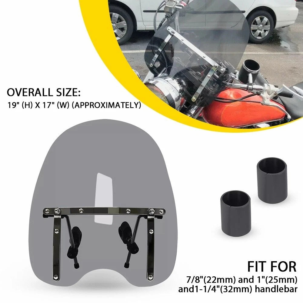 Smoke Motorcycle Headlight Windshield Windscreen 7/8"22mm 1"25mm 1-1/4"32mm EOA 6B93BC-57