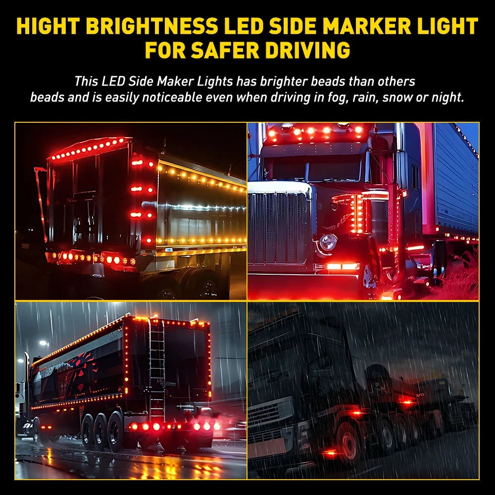 20X Red 3/4" Round LED Bullet Clearance Side Marker Lights Fits Truck Trailer EA 6B93BC-57