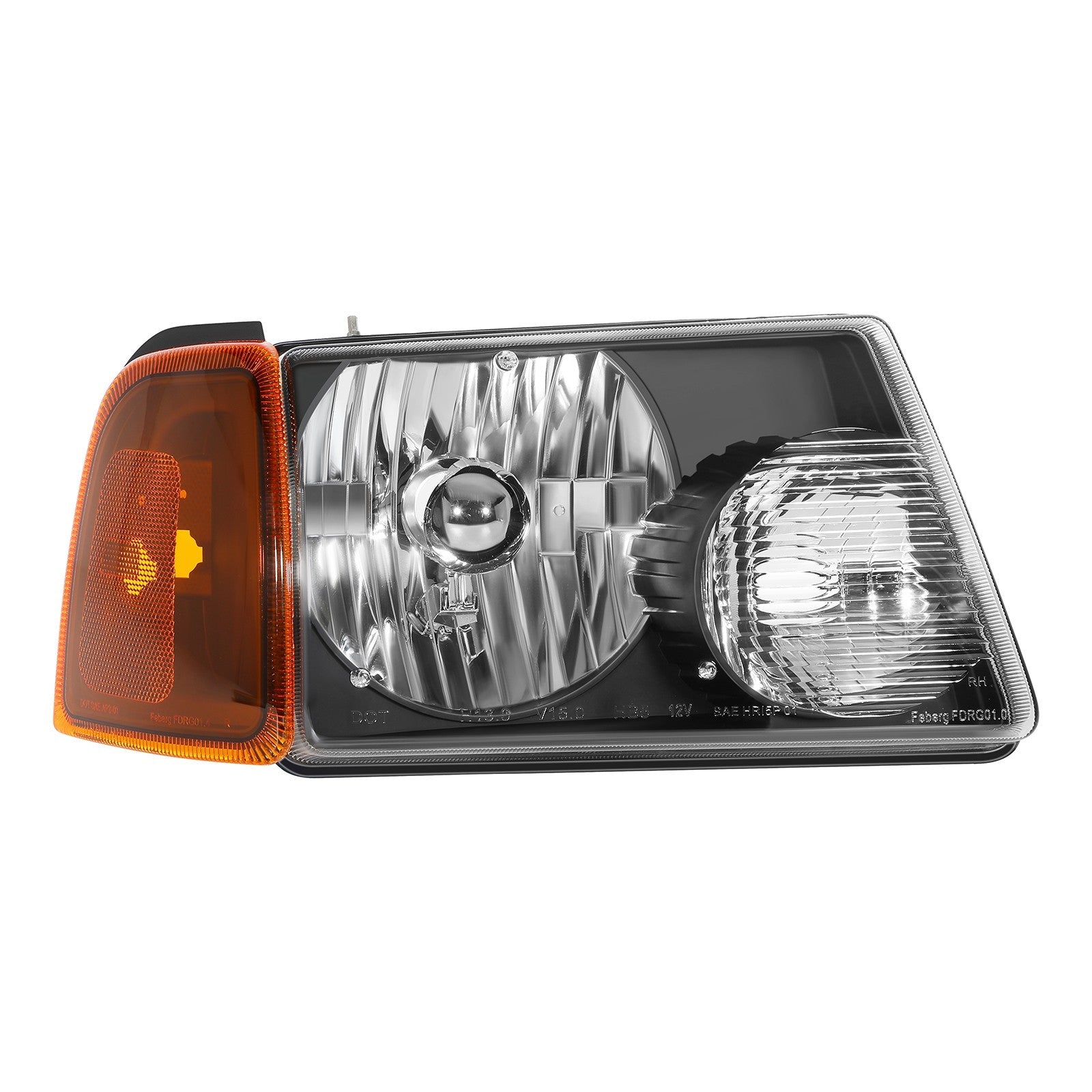 Pair Kit Halogon Headlights Assembly For 2001-2011 Ford Ranger Black Amber 6B93BC-57