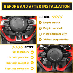 Steering Wheel Switch Button Cover Trim Carbon Fiber For Ford Mustang 15-22 EOA 6B93BC-57