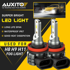 2X AUXITO H11 H16 H8 LED Fog Driving Light 6000K Super Bright Bulb DRL White L3A AUXITO