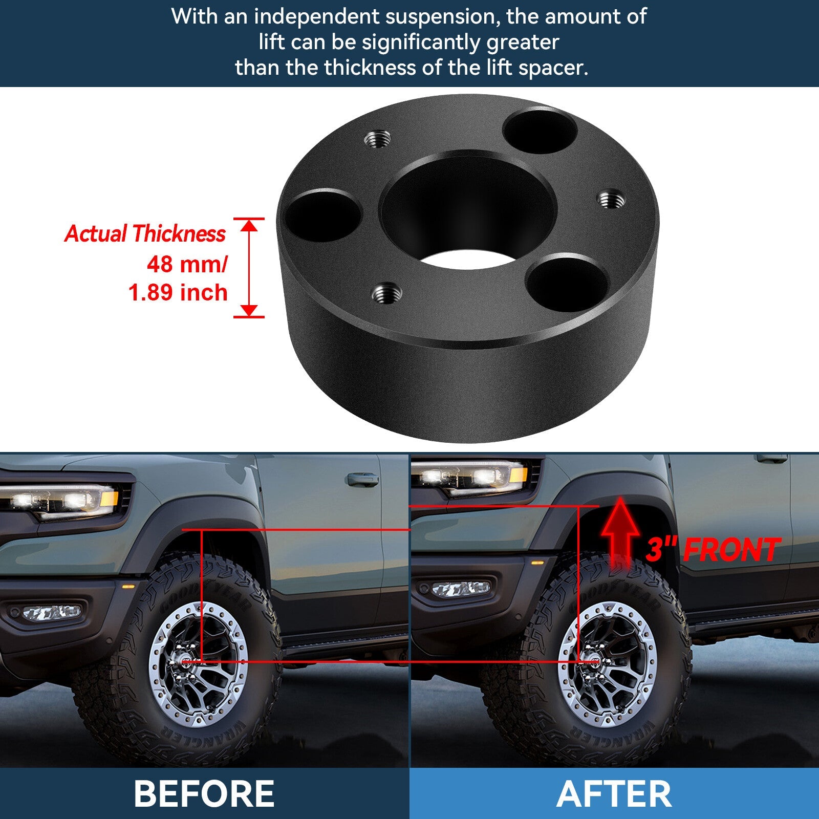 3" Front Leveling Lift Kit & Front Complete Struts For Ram 1500 4WD 2009-2016 KOEEP