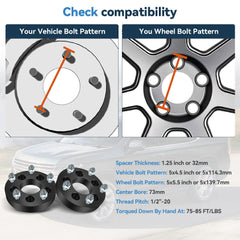 4Pcs 1.25" 5x4.5 to 5x5.5 Conversion Wheel Adapters For Ford Jeep to Dodge Wheel 6B93BC-57