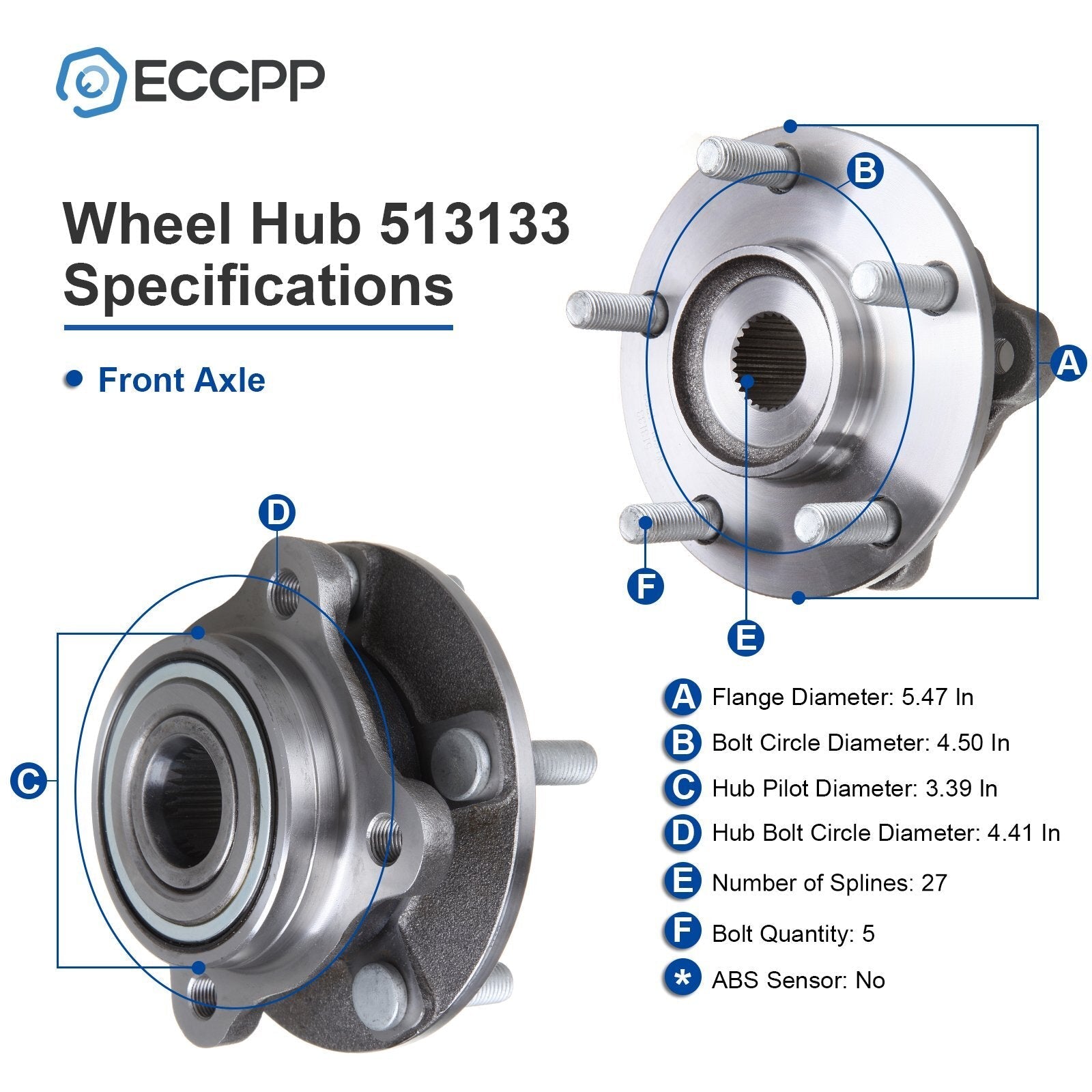 2Pcs Wheel Hub Bearings Front AWD For Mitsubishi 3000GT Lancer Evolution NON-ABS MITSUBISHI
