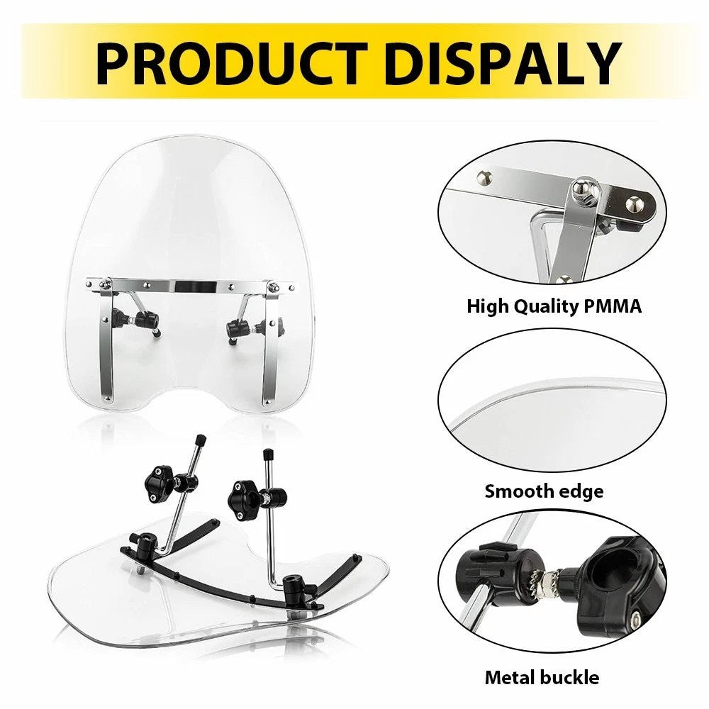 19"x17" Clear Motorcycle Windshield Universal For 7/8" 1" 1.25" Handlebar EOA 6B93BC-57