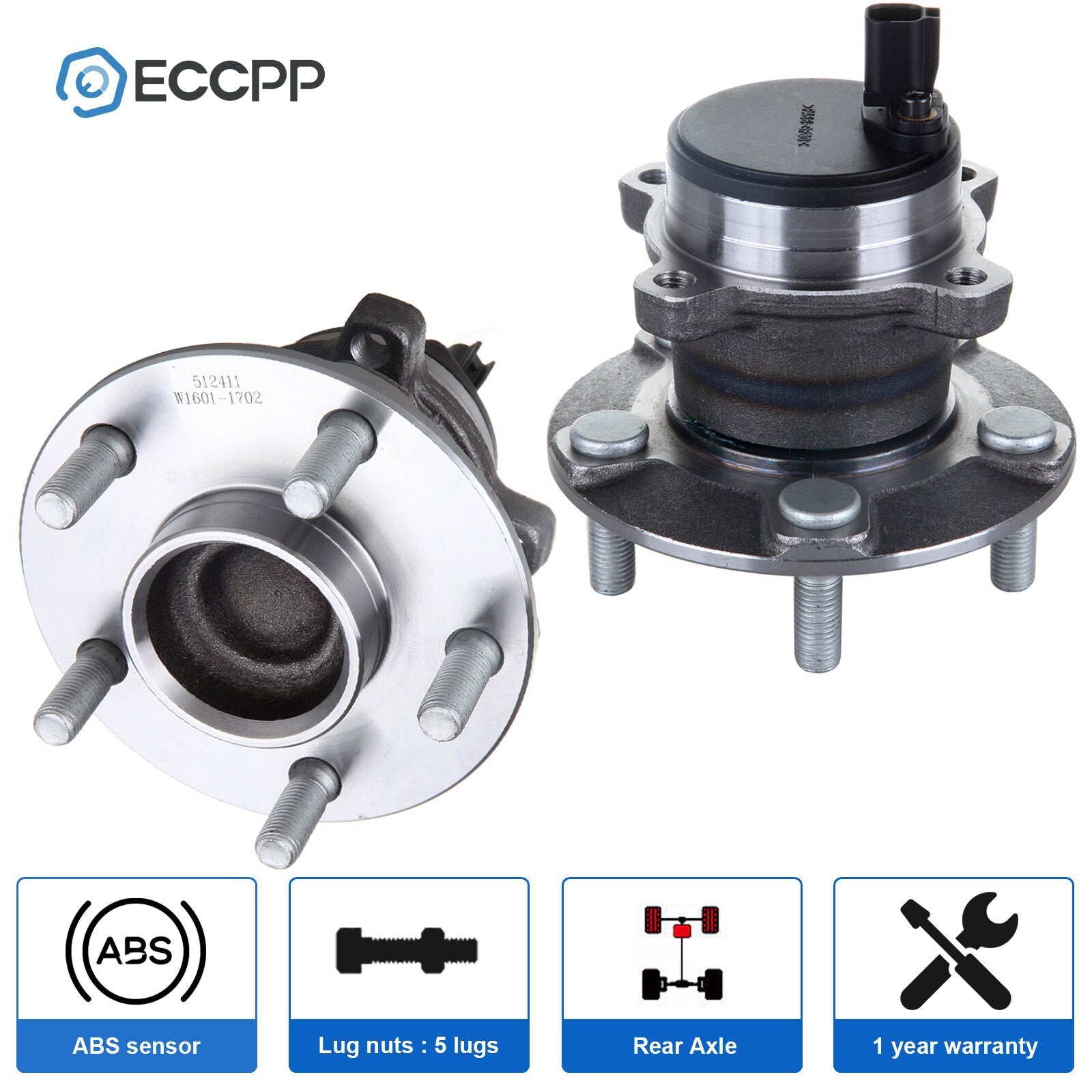 Pair Rear Wheel Hub Bearings For 2007-2013 Volvo C30 C70 2005-2011 S40 V50 FWD 6B93BC-57