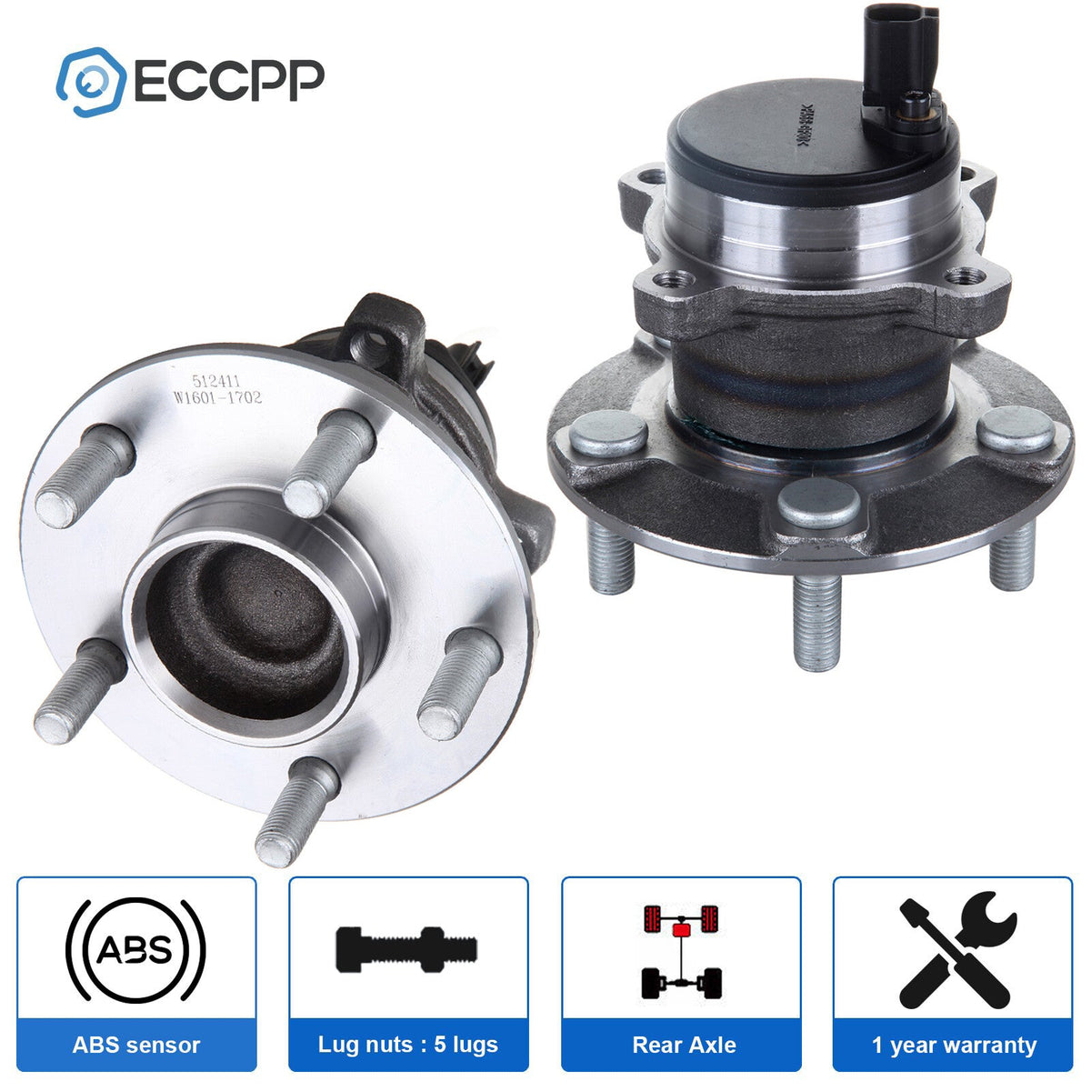 Pair Rear Wheel Hub Bearings For 2007-2013 Volvo C30 C70 2005-2011 S40 V50 FWD 6B93BC-57
