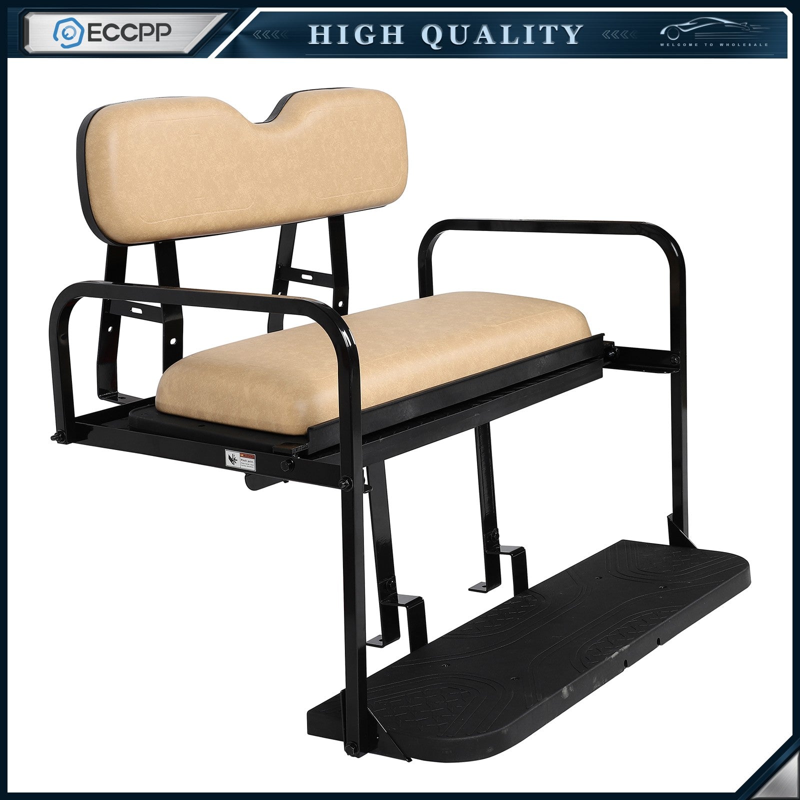 Rear Flip Seat Fits EZGO TXT Golf Carts (1994.5-Up) Tan Cushions KOEEP