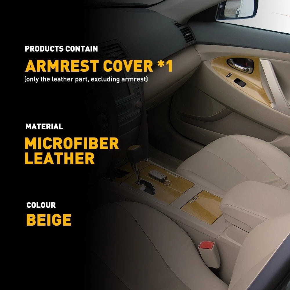 Gray/Beige Center Console Lid Armrest Leather Cover for 2007-2011 Toyota Camry A 6B93BC-57