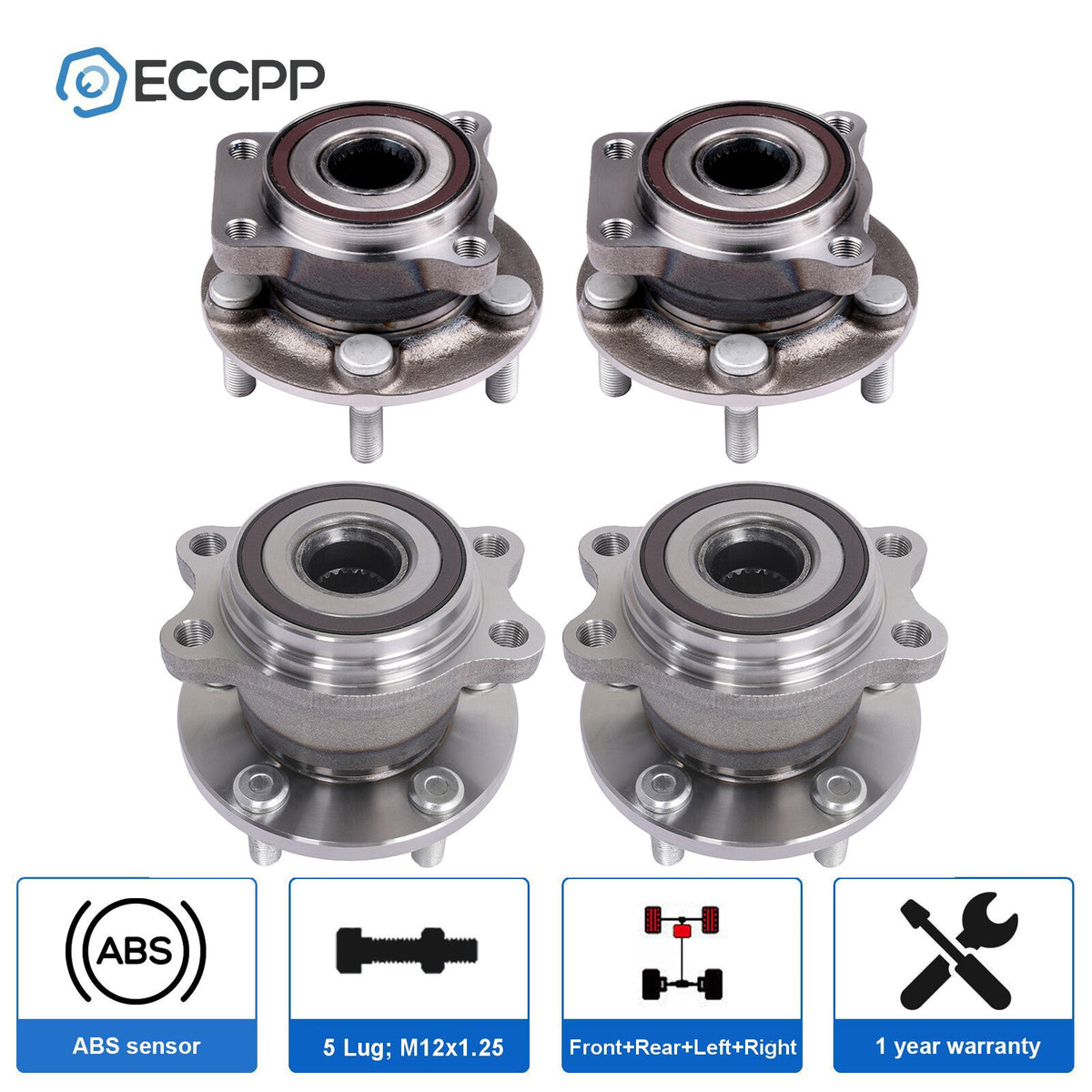 4X Front & Rear Wheel Hub Bearings For 2005-2008 2009 Subaru Legacy Outback AWD 6B93BC-57