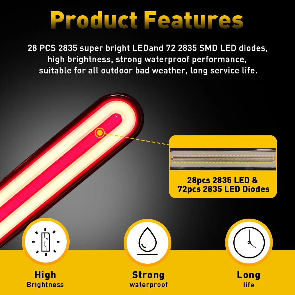 100LED DRL Truck Car Light LED Brake Bar Flowing Signal Turn Stop Tail Strip 6B93BC-57