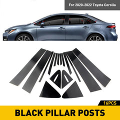 For 2020-2022 Toyota Corolla Sedan Glossy Black Pillar Posts Door Trim Kit 16Pcs 6B93BC-57
