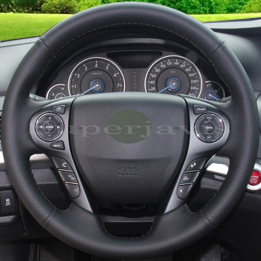 Custom Black PU Leather Steering Wheel Stitch on Cover For Honda Accord 9 13-17