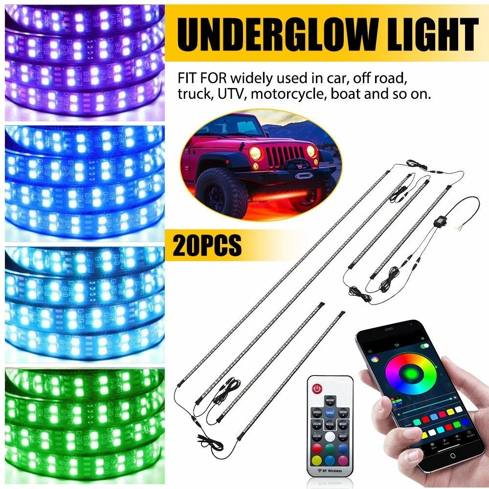 6PCS Double Row LED RGB Dream Lights Strip Neon Underglow LED Chasing Remote EOA 6B93BC-57