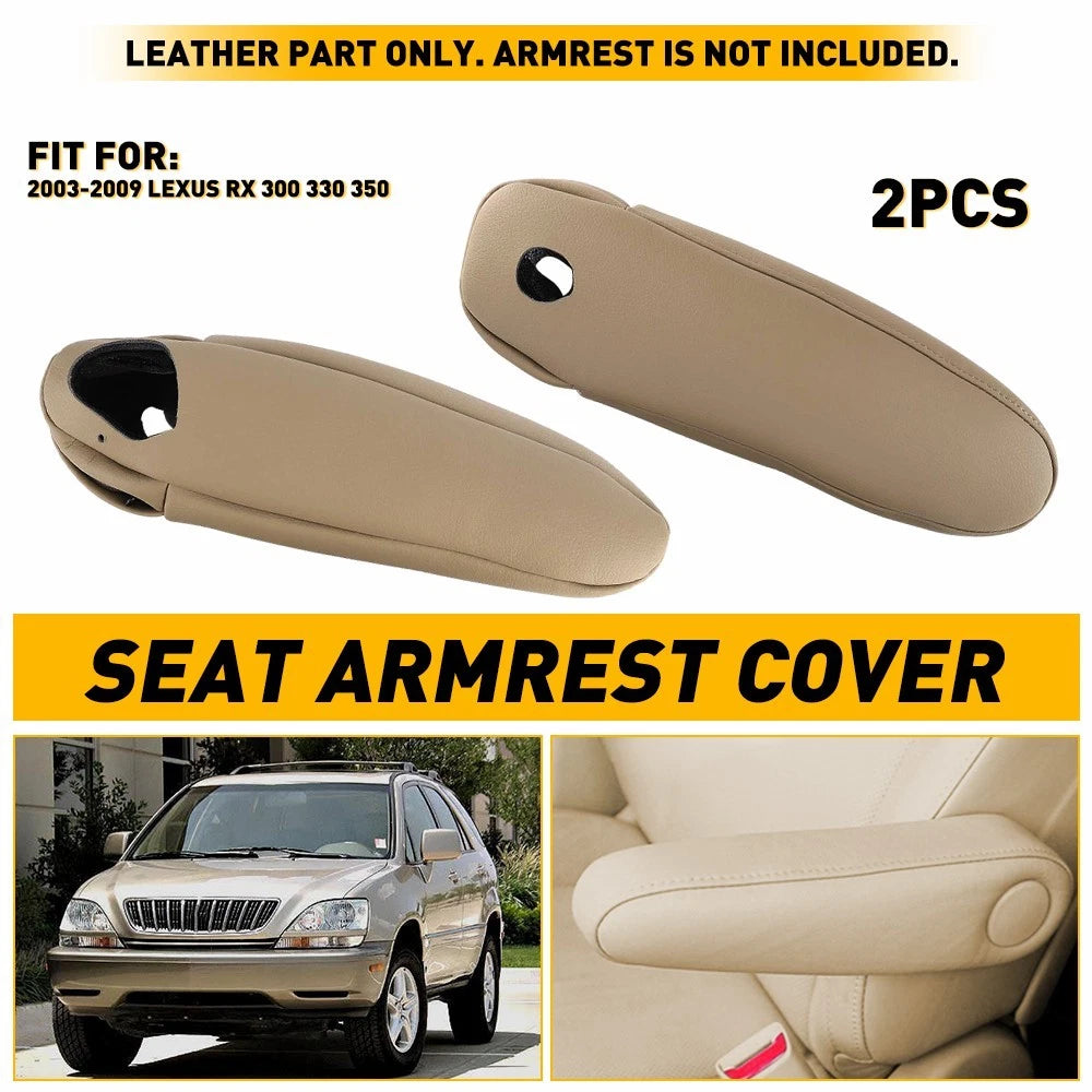 2X For Lexus RX 300 330 350 Beige 2003-09 Leather Seat Armrest Cover Durable EOA 6B93BC-57