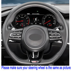 Steering Wheel Wrap For Kia Stinger 2018-2022 Black Perforated Leather Cover