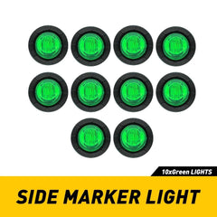 10X Mini 3/4" Round LED 3 Green Side Marker Truck Trailer Bullet Light Lamps 12V 6B93BC-57